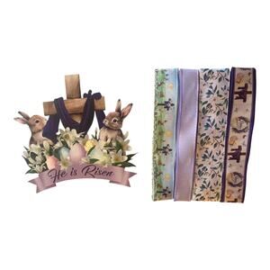 He Is Risen Easter Wreath Kit, Christian Easter Door Sign Religious Spring Decor